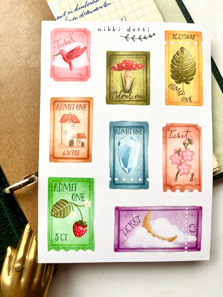 Klistremerkeark – Billetter