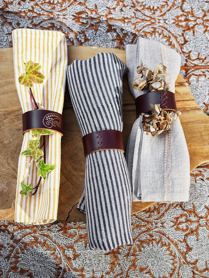 Linservietter – Green stripes (2-pk)