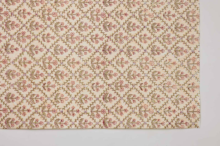 Håndtrykket gavepapir – Floral Lattice Terracotta