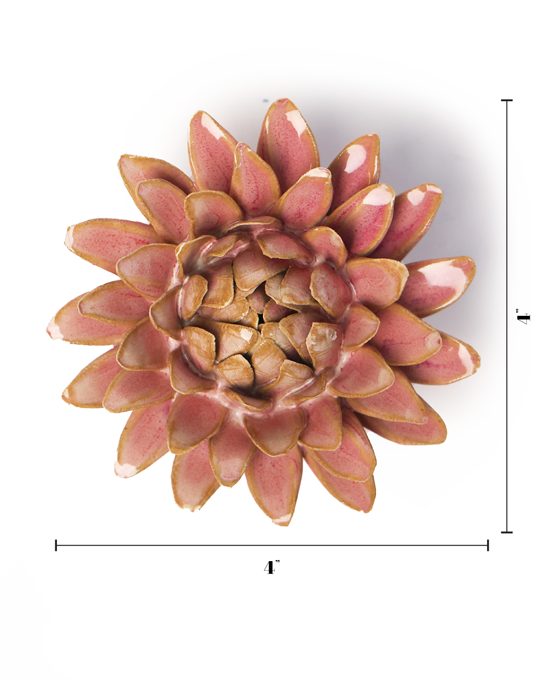 Keramisk blomst - Rose Quartz Pink Strawflower