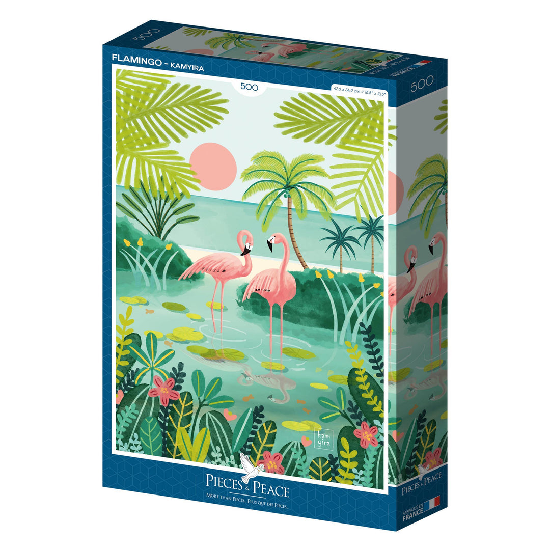 Flamingo Puslespill 500 brikker - Illustrert av Kamyira