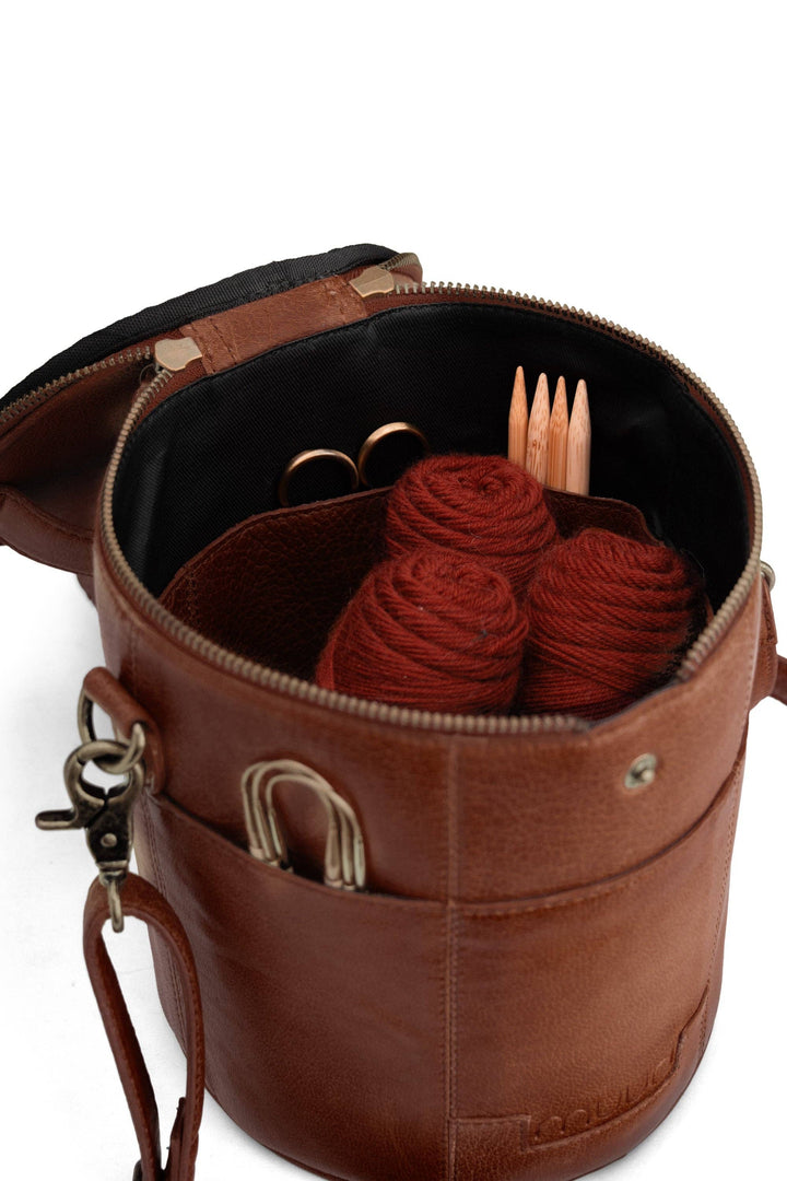 Håndlaget prosjektveske i skinn – Saturn