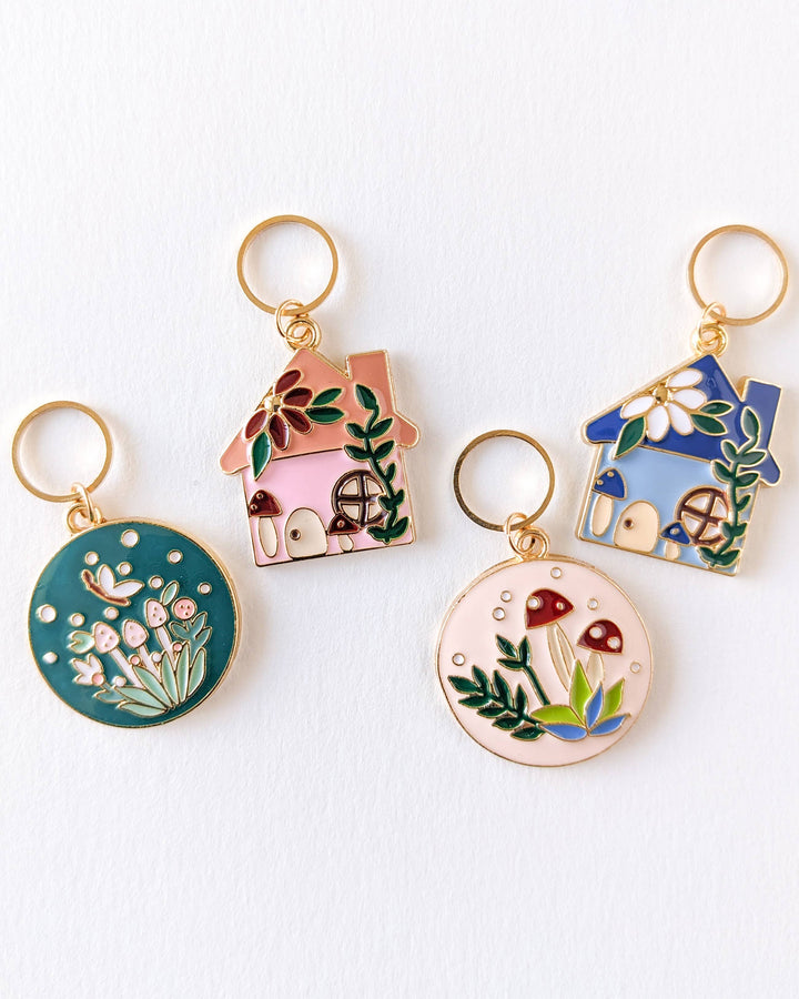 Maskemarkører med blomsterdekor – sett med 4