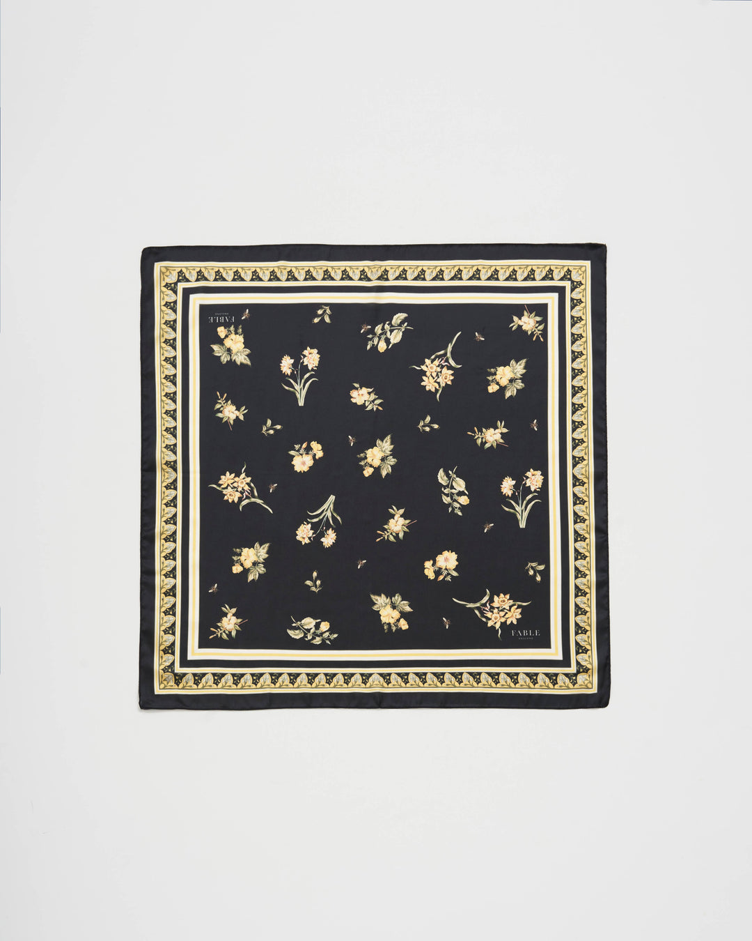 Fable Skjerf - Black Nouveau Floral - 65*65 cm