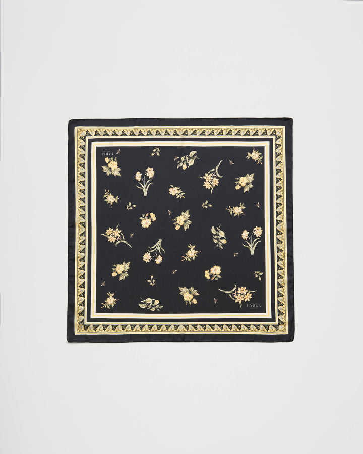 Fable Skjerf - Black Nouveau Floral - 65*65 cm