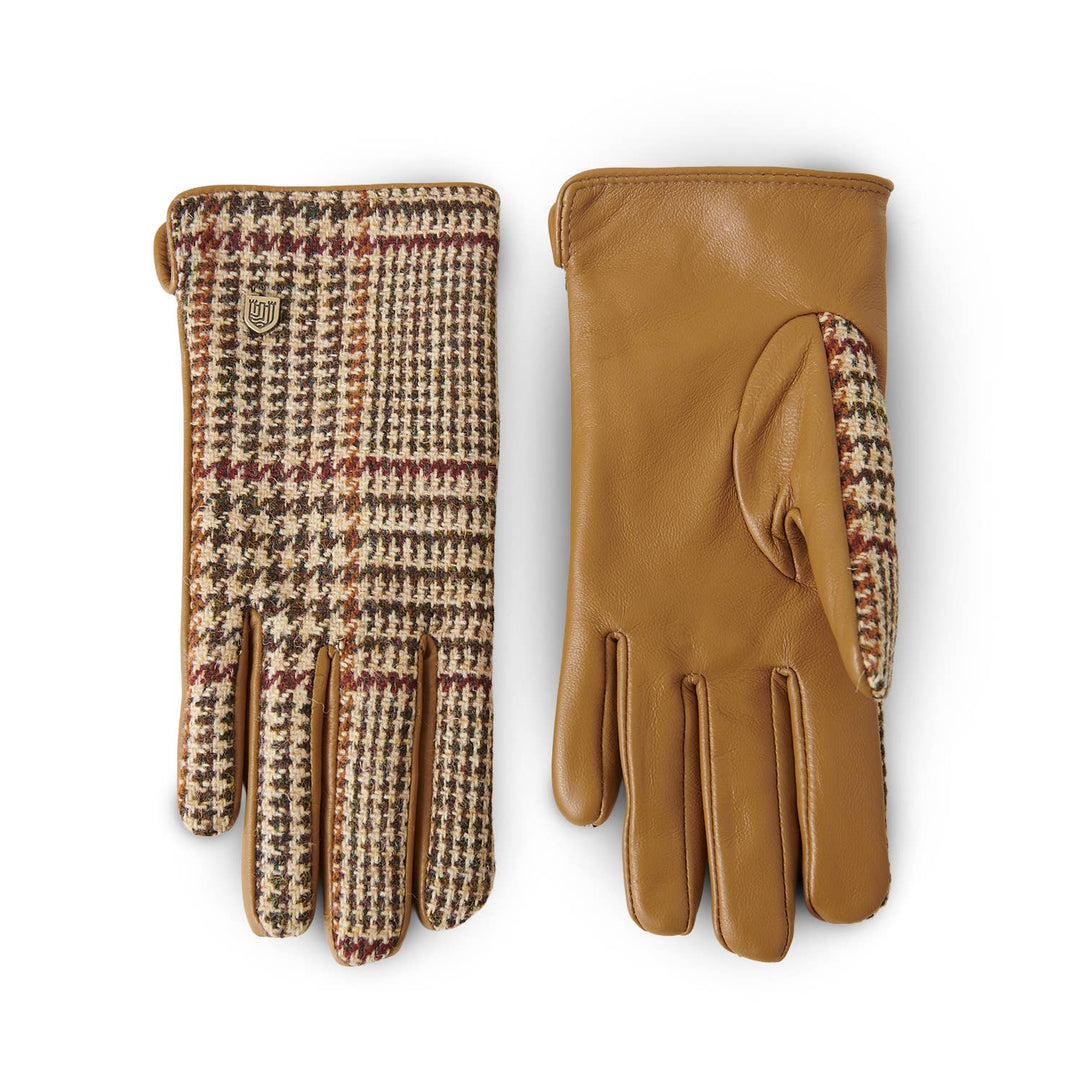 Damehansker med Harris Tweed® og ekte skinn - Beige