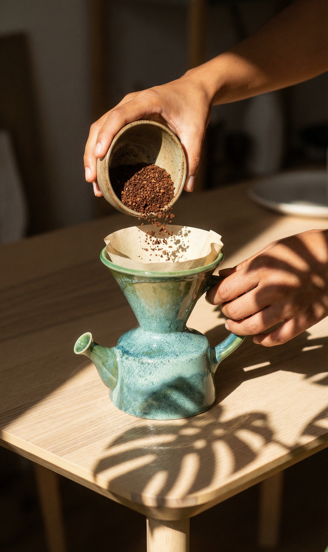 Kaffekanne grønn kjeramikk