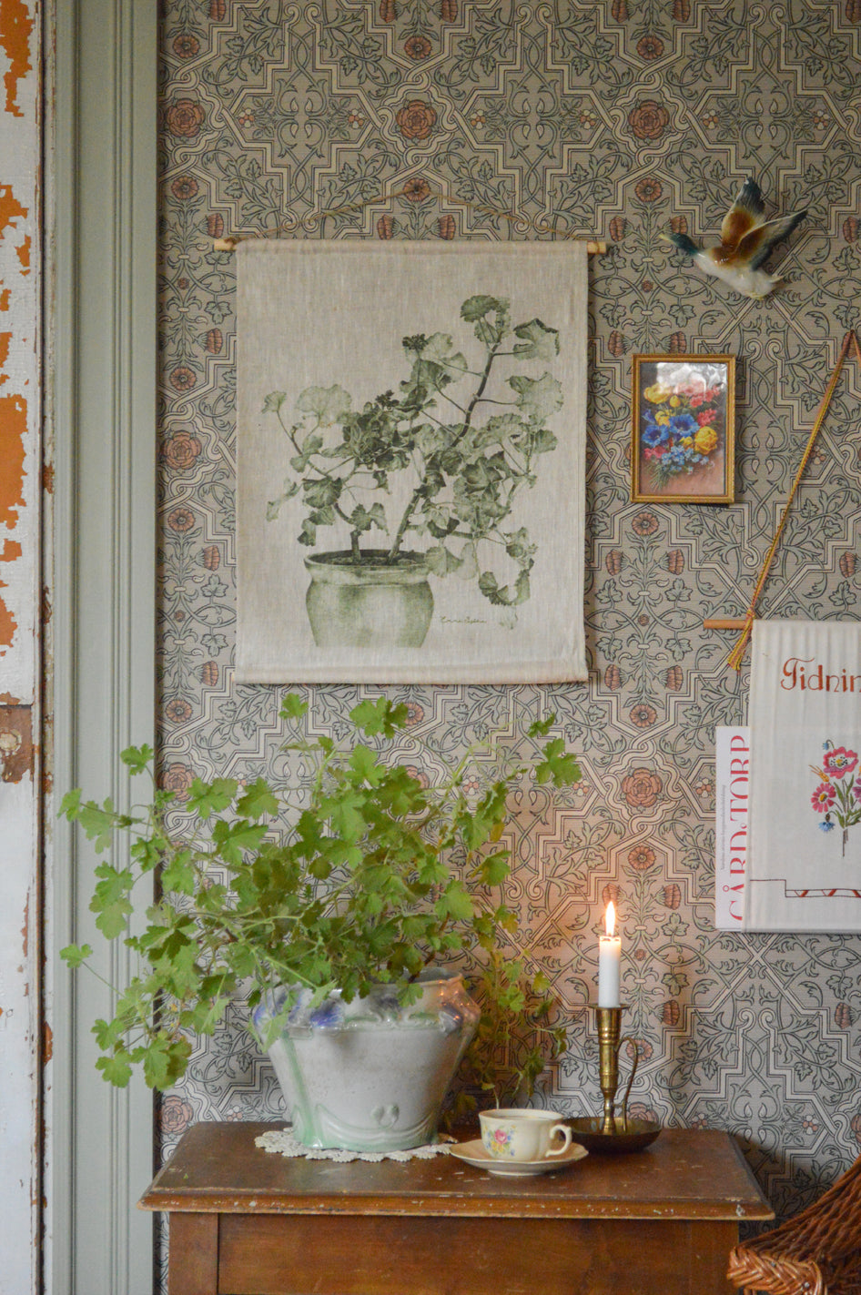 Veggteppe Grønn Pelargonia - Emma Sjödin Design