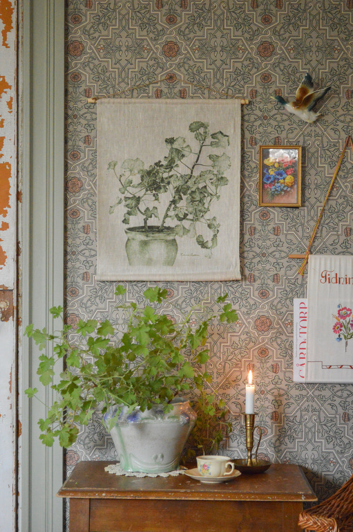 Veggteppe Grønn Pelargonia - Emma Sjödin Design