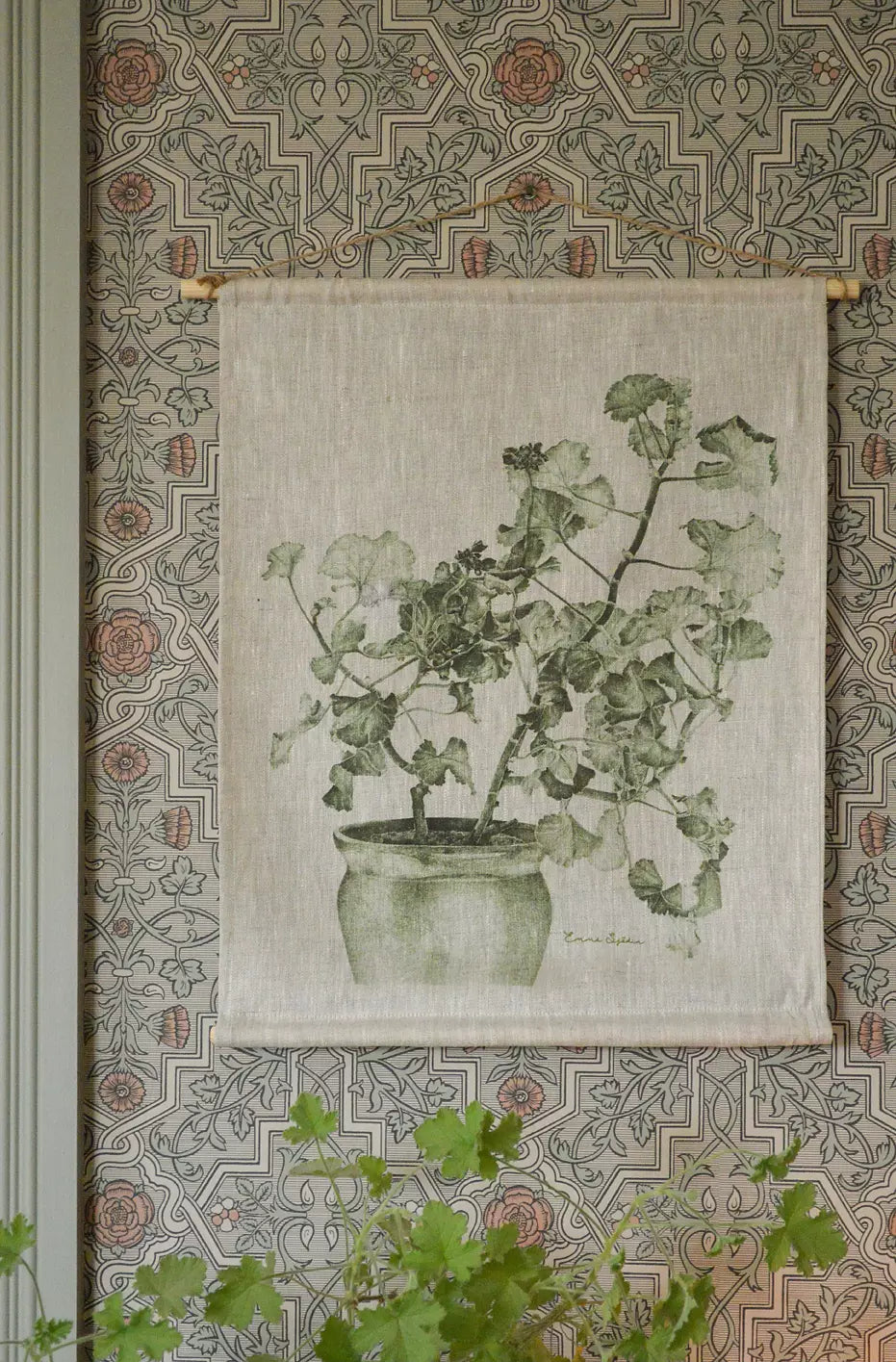 Veggteppe Grønn Pelargonia - Emma Sjödin Design